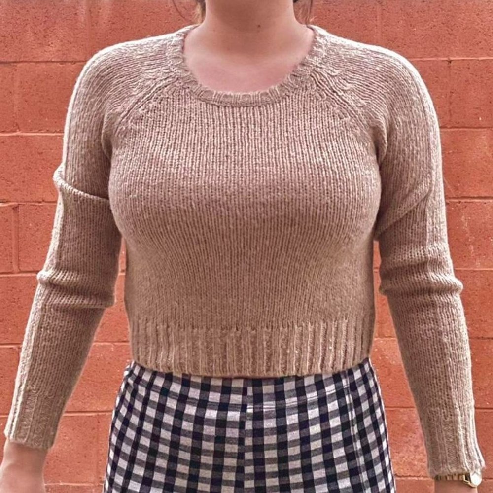 Light Brown Crop Knit Sweater
